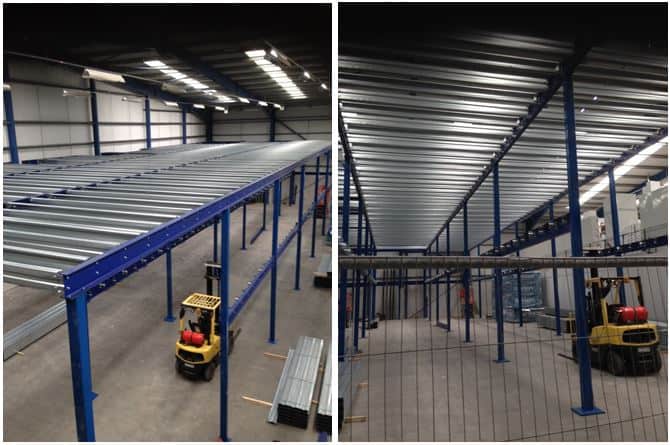Installation of two, two-tier mezzanine floors in Leicester